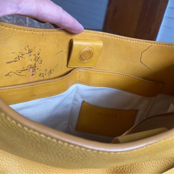 SHINOLA Yellow Pebbled Leather Tote Bag - Picture 13 of 16
